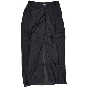 Area Stars Neela Skirt Black Linen Blend Knot‎ Front Slit Midi Skirt Small NEW